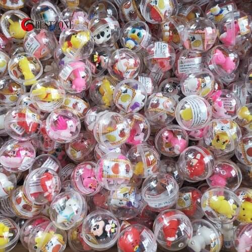 50Pcs 45MM Transparent Plastic PS Surprise Ball Capsules Toy With Inside Different Figure Toy Vending Machine Shilly Doll Balls