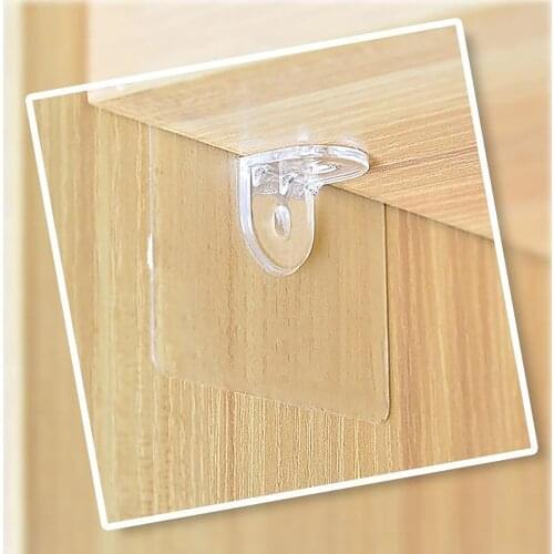 8Pcs Wardrobe Partition Holder PUNCH-FREE SELF-ADHESIVE Board Hook Shelf Wall Hanger Support Peg Storage Organizer Holders