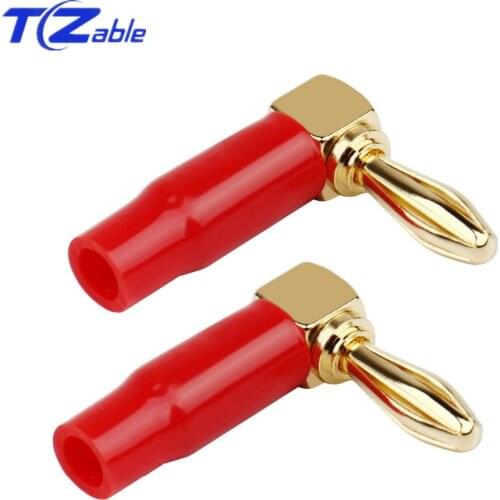 Audio Jack Speaker Terminals Banana Plug Gold Plated 90 Degree Plug Hifi Speaker Connector Solder Wire Adapter