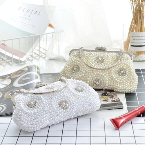 Shell Brand Design Evening Bags Beading Diamonds Small Day Clutch Purse Rhinestones Flower Handle Handbags
