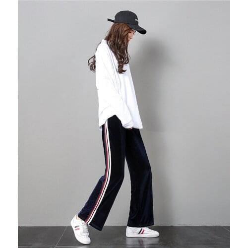 Maternity Pants Wide Leg Loose Trousers For Pregnant Women Clothes High Waist Side Stripe Pants Casual Abdominal Pants