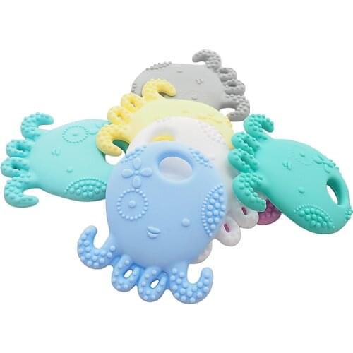 Chenkai 50PCS BPA Free Silicone Octopus Teether Soft Baby Pacifier Teething For DIY Baby Nursing Pacifier Clip Soother Chain Toy