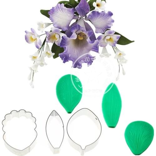 Cymbidium Orchid Silicone Petal Veiner Flower Cutter Cake Decorating Tools Fondant Mold Cattleya Orchid Petal Veiners Mould