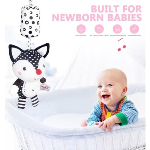 Baby Toy Cartoon Animal Stuffed Hanging Rattle Toys Baby Bed Crib Car Seat Travel Stroller Soft Plush Toys Wind Chimes