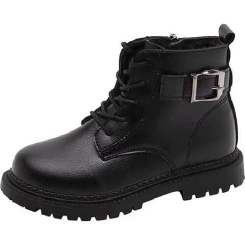 Kids Kids Keep Warm Leather Fashion Martin Boots Children New Design Solid Anti-Slippery Zipper 2021 Winter New Ankle Shoes