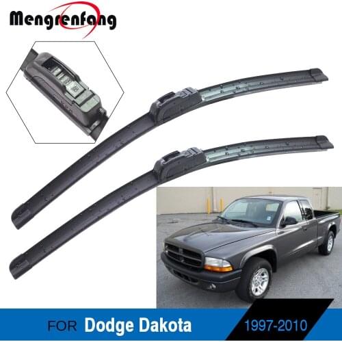 For Dodge Dakota Car Front Windscreen Wiper Blades Soft Rubber Frameless Wiper J Hook Arms 1997-2010
