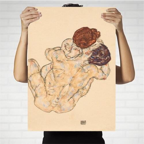 Home Decoration Print Canvas Wall Art Picture Poster Paintings Oil Unframed Drawings Egon Schiele Madre E Figlia