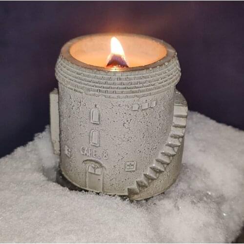 Concrete Candle Vessel Molds Silicone Candle Cup Molds DIY Tower Design Candle Holder Molds Silicone Planter Molds