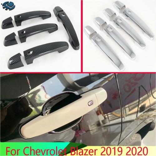For Chevrolet Blazer 2019 2020 ABS Chrome Door Handle Cover With Smart Key Hole Catch Cap Trim Molding