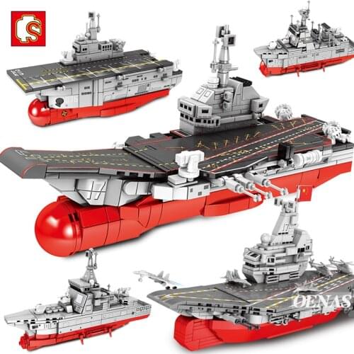 MOV China Military Navy Aircraf Carrier WarShip Building Blocks Battle Destroyer Cruiser Amphibious Assault Ship Model Toys Gift