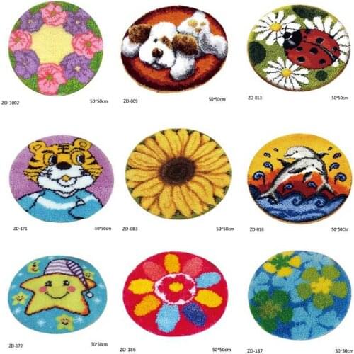 Cartoon DIY Hook rainbow Rug Kit 3D Segment Embroidery Cushion Coarse Wool Cross Stitch Carpet Set Crafts