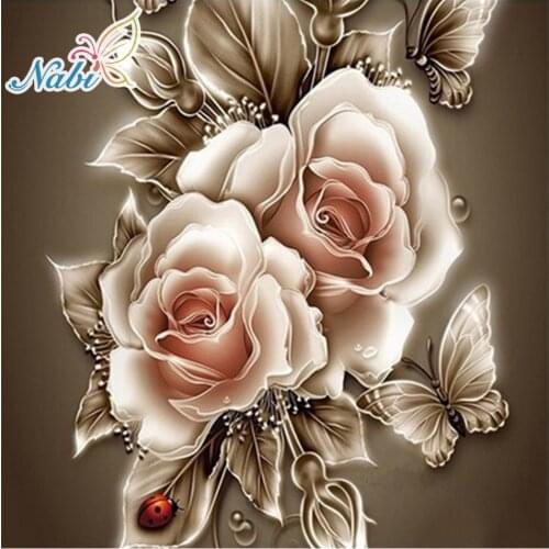 Nabi Diamond Embroidery Flowers Diamond Painting Cross Stitch Kits Rose Full Square Resin Diamond Mosaic Home Decoration