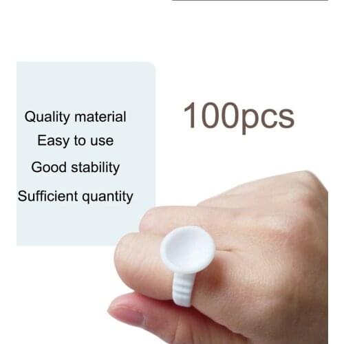 LASHPLUS 100 Pieces/Set Eyelash Extension Glue Rings Glue Holder Tool Kit Set Professional Makeup Disposable Adhesive Eyelash