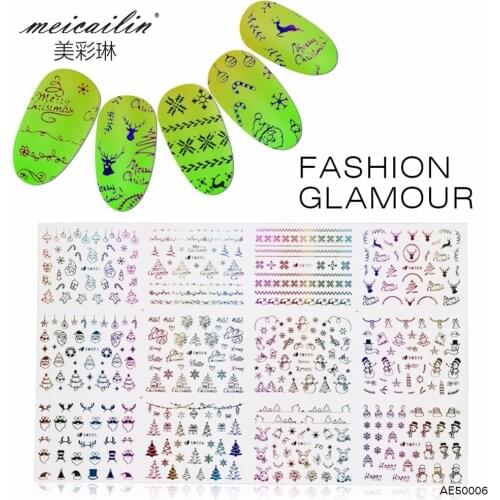 Meicailin 12/set 3D Sticker Nail Art Design Decals XmasTattoos Nail Art Decoration Nail Sticker Water Transfer Stickers Wraps