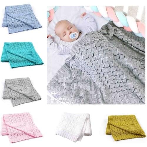 Knitted Hollow Soft Baby Blankets Newborn Bebes Swaddle Wrap Infant Kids Stroller Basket Bed Blankets Sleeping Covers