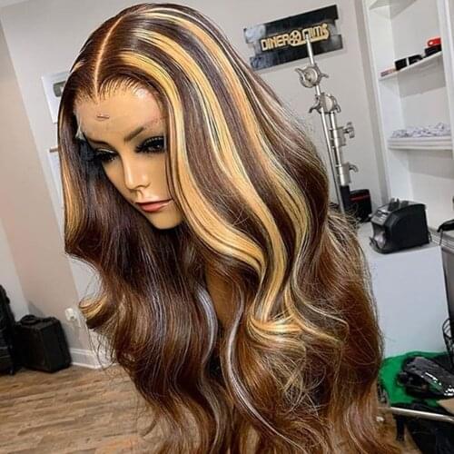 Highlight Wig Human Hair Ombre Lace Front Wig Brazilian Hair Wigs For Black Women 30 Inch Honey Blonde Body Wave Lace Front Wig