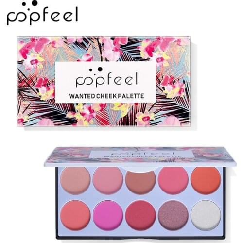 POPFEEL 10 Color Matte Blusher Palette Blush Powder Natural Makeup Set Foundation Nude Pigment Cosmetics Glitter Blusher Makeup