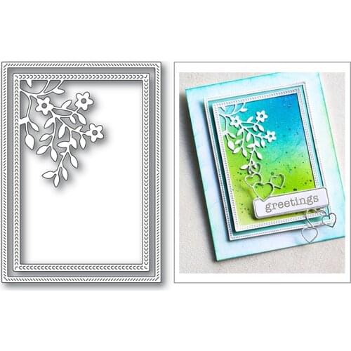 Stitched Rectangle Flower Leaf Frame 2020 New Metal Cutting Dies for Scrapbooking and Card Making Decorative Embossing No Stamps