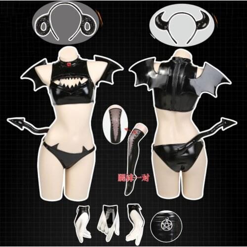 Sexy Summer Swimsuit sexy lingeries bikini swimwear leather swimsuit little devil private photo shot cosplay Costumes