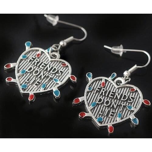 TV Show Stranger Things "Friends Don't Lie" Earrings Demogorgon Eggo Waffles Billy Hargrove Drop Earrings for Women Men Jewelry