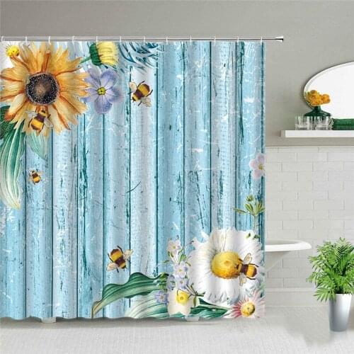 Sunflower In The Field Shower Curtains Beautiful Flower Scenery Waterproof Polyester Fabric Bathroom Curtains For Home Decor