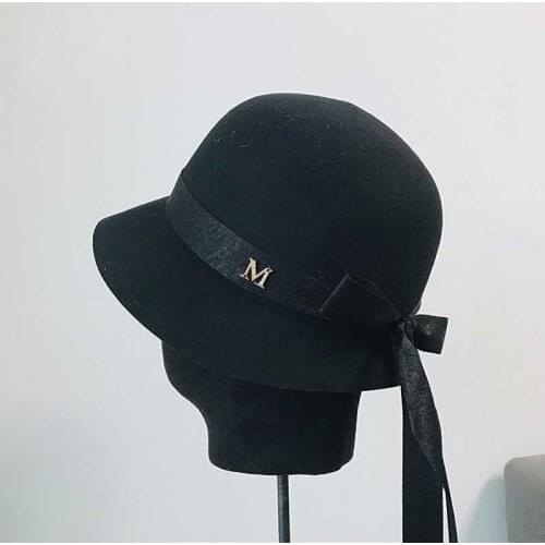 Fibonacci Winter Wool Felt Fedoras Hat For Women Elegant Church Cap Purple Bow Curl Birm Ladies Cloche Hats Floppy Bowler Caps