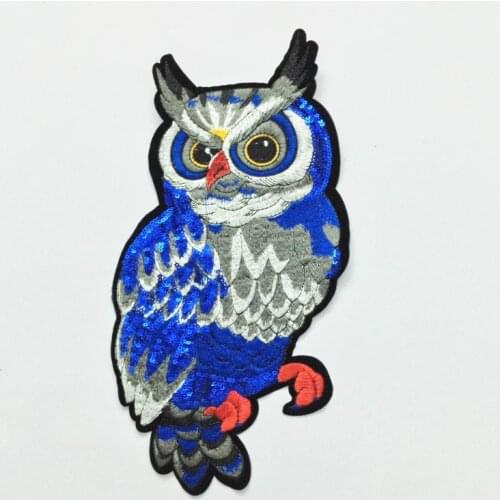 1Pcs Sequins Embroidered Owl Patches Sew on Embroidery Stickers DIY Patch Clothing Appliqued Badges