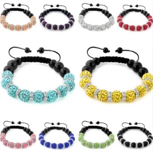 10mm 6pcs/lot mixed white multicolor z6534 Clay Micro Disco Pave Ball bead Bracelets spacer Gift crystal