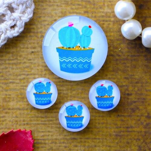 12mm 25mm 14mm 16mm 18mm 20mm Photo Glass Cabochons Round Cameo Set Handmade Settings Cactus 02