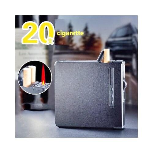 20 cigarette Aluminum cigarette box case with windproof refillable gas lighters