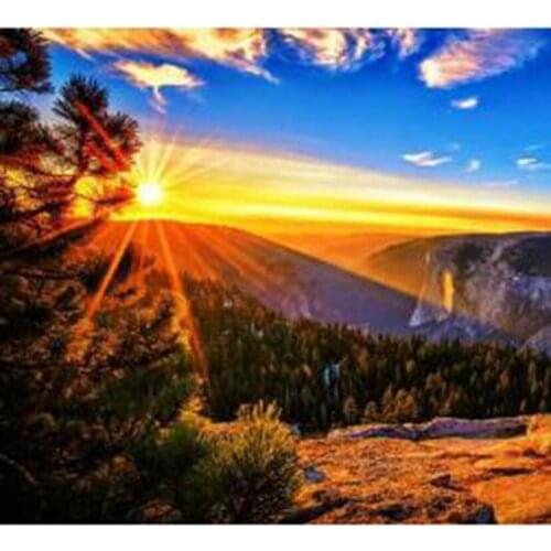 Diamond Painting 5D DIY Square/Round Diamond Landscape Painting Mountain Top Sunrise View Picture Cross Stitch Gift Decor TX546