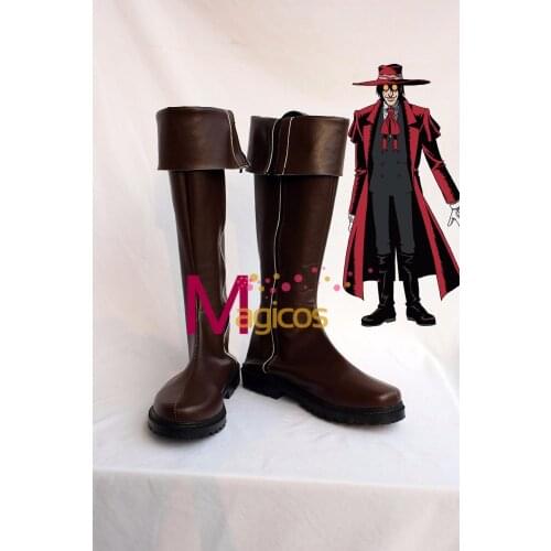 Anime Hellsing Alucard Cosplay Party Shoes Dark Brown Boots Custom-made