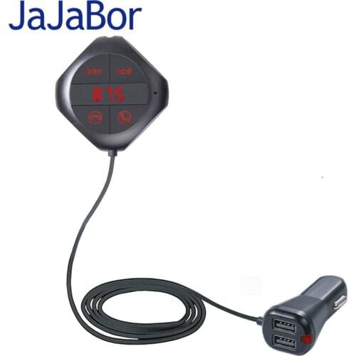 JaJaBor Bluetooth Hands-Free Car Kit FM Transmitter Audio Music MP3/WMA Player Voltage Display 5V 2.5A Dual USB Car Charger