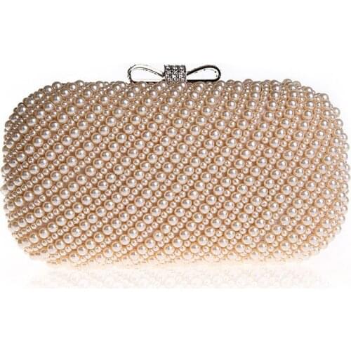 White Handmade Evening Wedding Clutch Handbag Pearl Bag Dress Dinner Bag Small Purse Bridesmaid Handbag