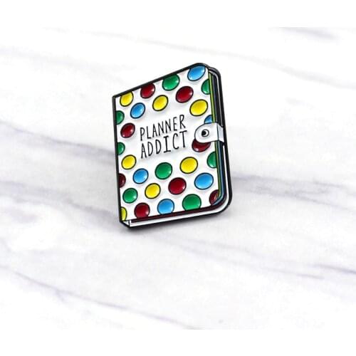Book Pin:PLANNER ADDICT Books Cartoon Sweet Wind Book Notebook Enamel Pin Backpack Badge Literary enthusiasts Kids Jewelry