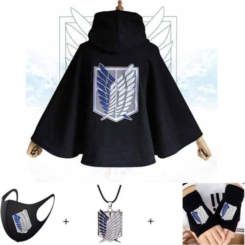 New Fashion Anime no Kyojin Black Cloak And Green Cape Clothes Cosplay Costume Fantasia Attack on Titan Plus Free Shipping