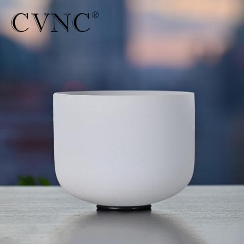 CVNC 8 Inch C#D#F#G#A# Note Frosted Quartz Chakra Crystal Singing Bowl for Meditation Sound Healing free Mallet and O-ring