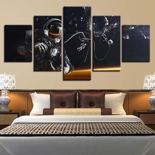 Canvas Printed Wall Art 5 Pieces Astronaut Space Landscape Poster Painting Modern Home Decor Modular Pictures Frame Living Room