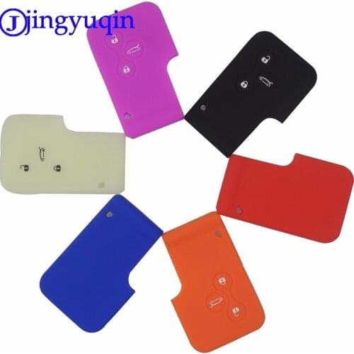 Jingyuqin 10ps 3 Buttons Remote Silicone Rubber Car Key Case Cover For Renault Megane R.S. Scenic 3 Button Card Key Smart Key