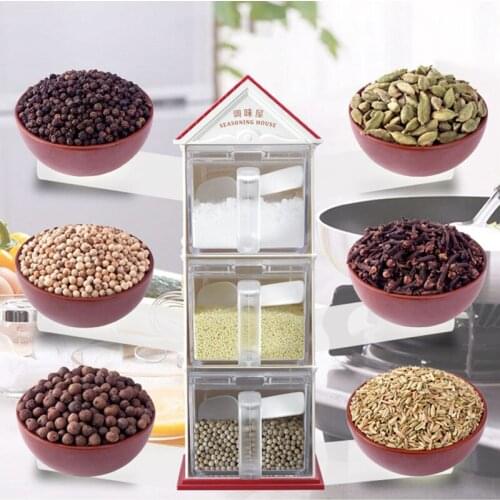 Seasoning House shaped Container Plastic spice Jar salt pepper Bottle set Cute Storage Bottles Cook Kitchen Accessories