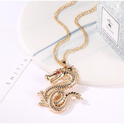 Necklace Creative Chinese Style Dragon Pendant Necklace For Women Men Crystal Necklaces & Pendants Jewelry Charms Jewellery D36