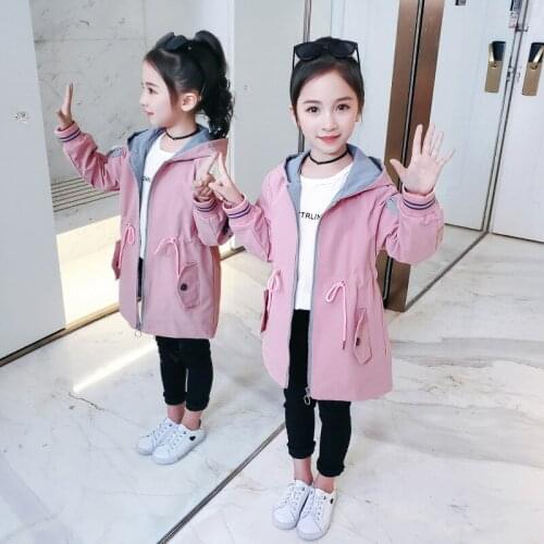 2021 New Girls Long Jacket Coat Letter Coat Girl Spring Autumn Childrens Jacket Casual Style Kids Clothes Girl 6 8 10 12 13
