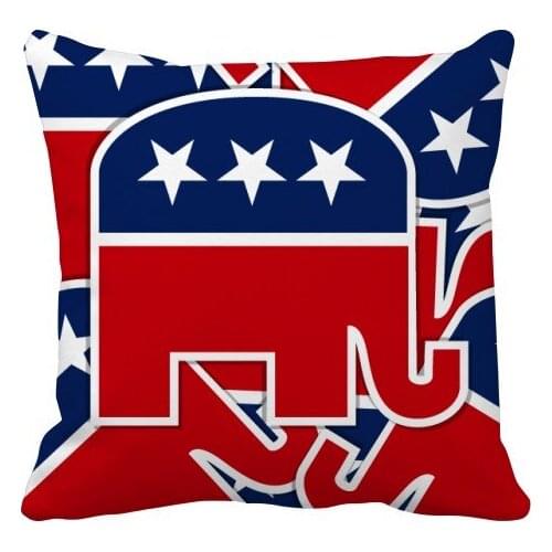 America Elephant Emblem Republican Throw Pillow Square Cover Synthetic-Filled Insert Included