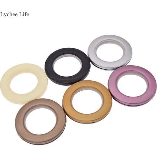 Lychee Life 20pcs/pack Plastic Low Noise Roman Ring Shower Curtain Eyelet Home Decor,Curtain Grommets, Silent Ring
