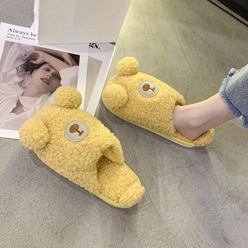 Fur Slippers House Man Mules Flat Shoes Women Cute Slippers Bed Room Shoes for Woman Flat Slippers New Fashion Winter Home Shoes