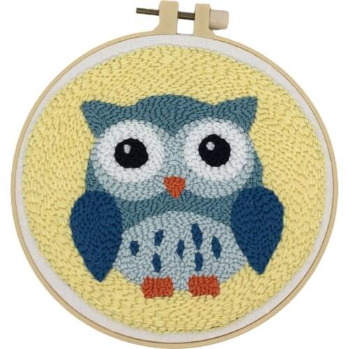 1 Set Cartoon Animal Punch Needle Embroidery Kits Punch Needle Pen Soft Yarn for Beginner Cross Stitch Kit