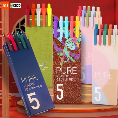 10Pcs/set Kaco ABS Gel Ink Pens Set 0.5mm Refill Multi Color Retro Design Drawing Retractable Marker Stationery Office School