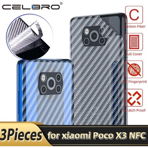 Carbon Fiber Sticker for Xiaomi Poco M3 X3 Back Film Protector for Poco X3 NFC Pocophone M3 Xiaomi Xiomi Phone Skin Cover Film