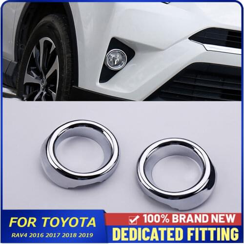 Fit For Toyota RAV 4 RAV4 2016 2017 2018 2019 Car Body Front Fog Lamp Circle Cover Head Front Foglight Cover Stickers