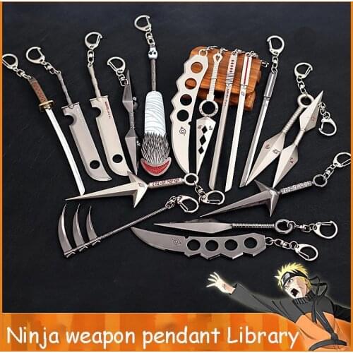 New Anime Ninja Weapons Model Keychain Accessories Toy Kunai Shuriken Knives Keychains Ring Pendant Toys For Children Xmas Gift